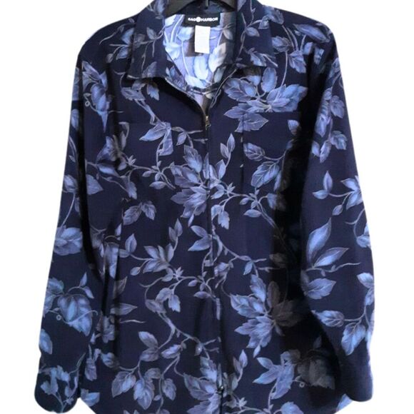 Vintage Blue Floral Print Shirt Mini Dress - Picture 2 of 13